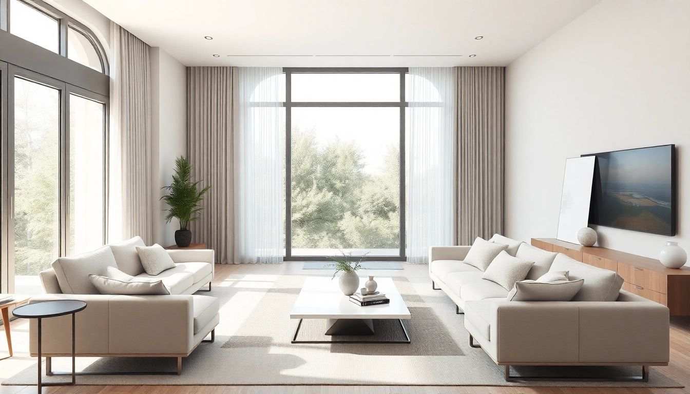 Revitalize your entire interior with a modern living room featuring soft neutrals and elegant textures.