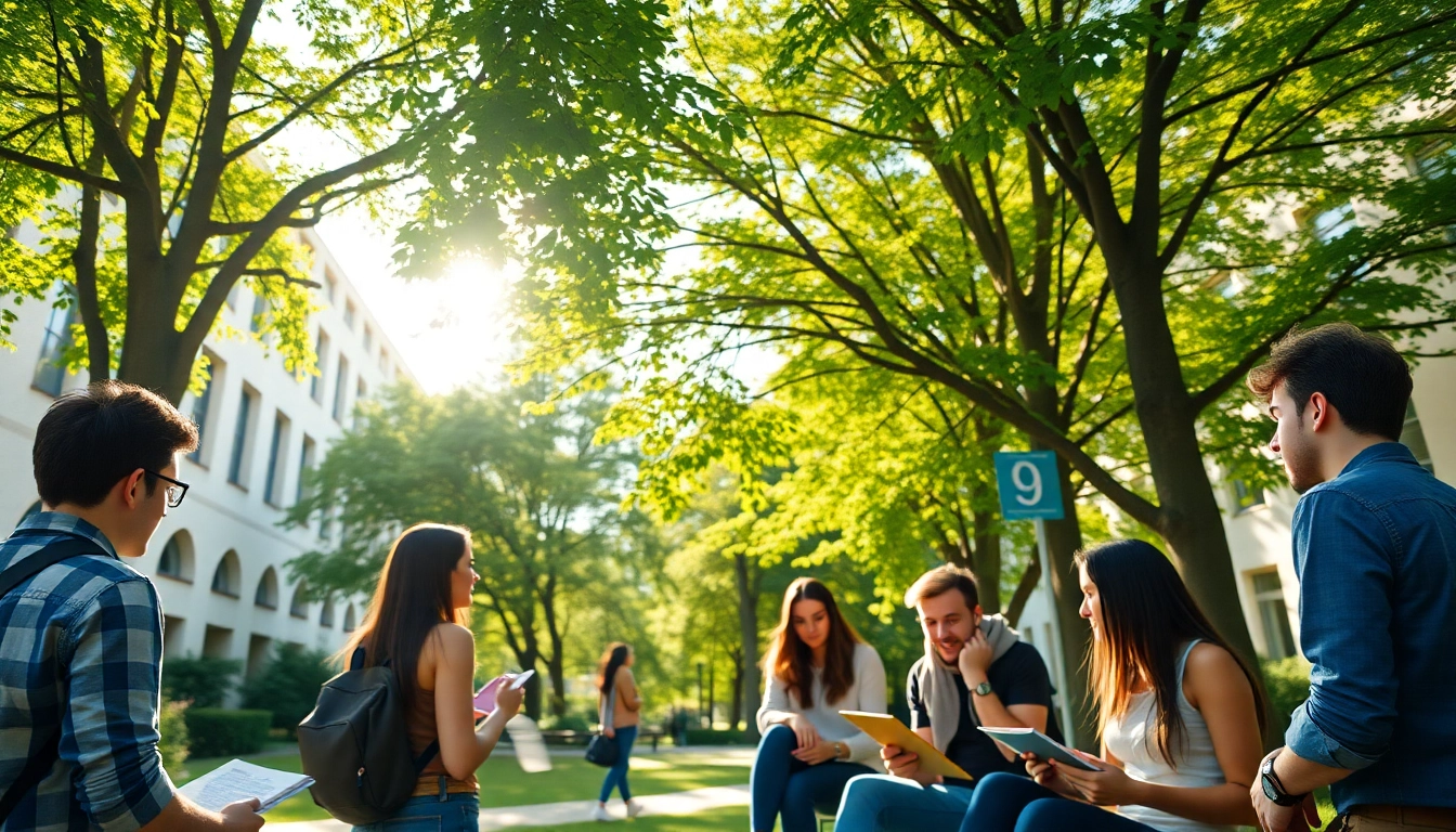 Students immersed in learning about Avrupa'da Üniversite Okumak on a scenic campus.