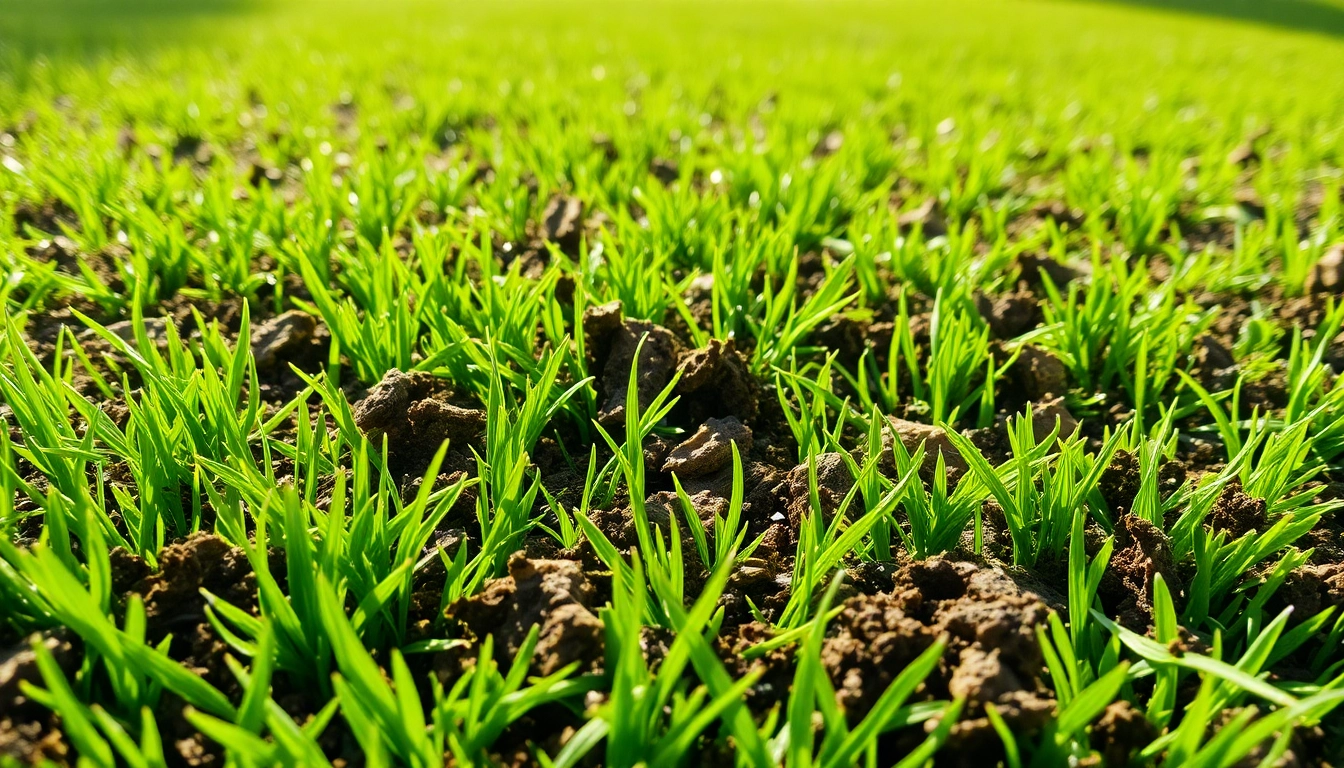 Lawn top dressing process showcasing rich compost spread across vibrant grass.