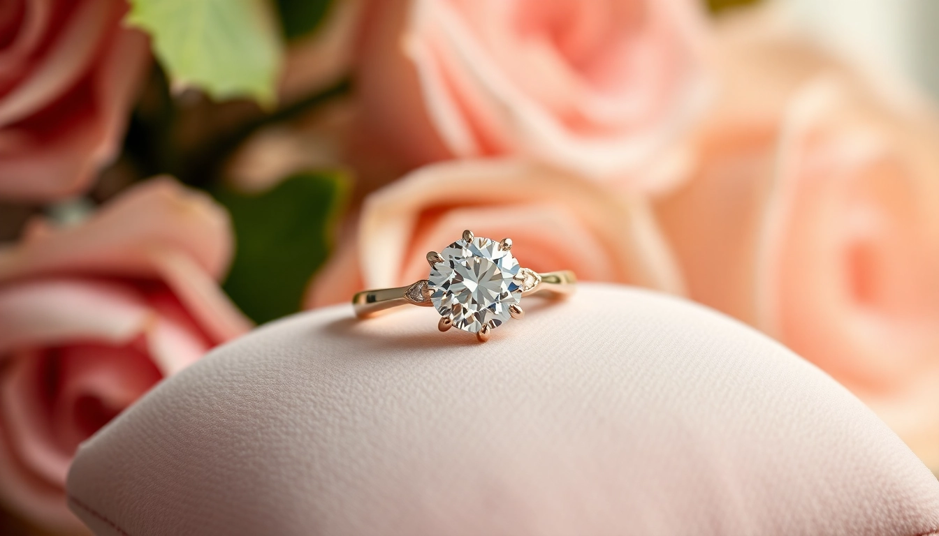 Showcase a sparkling 2 Carat Engagement Rings, elegantly set with intricate details against a velvet backdrop.