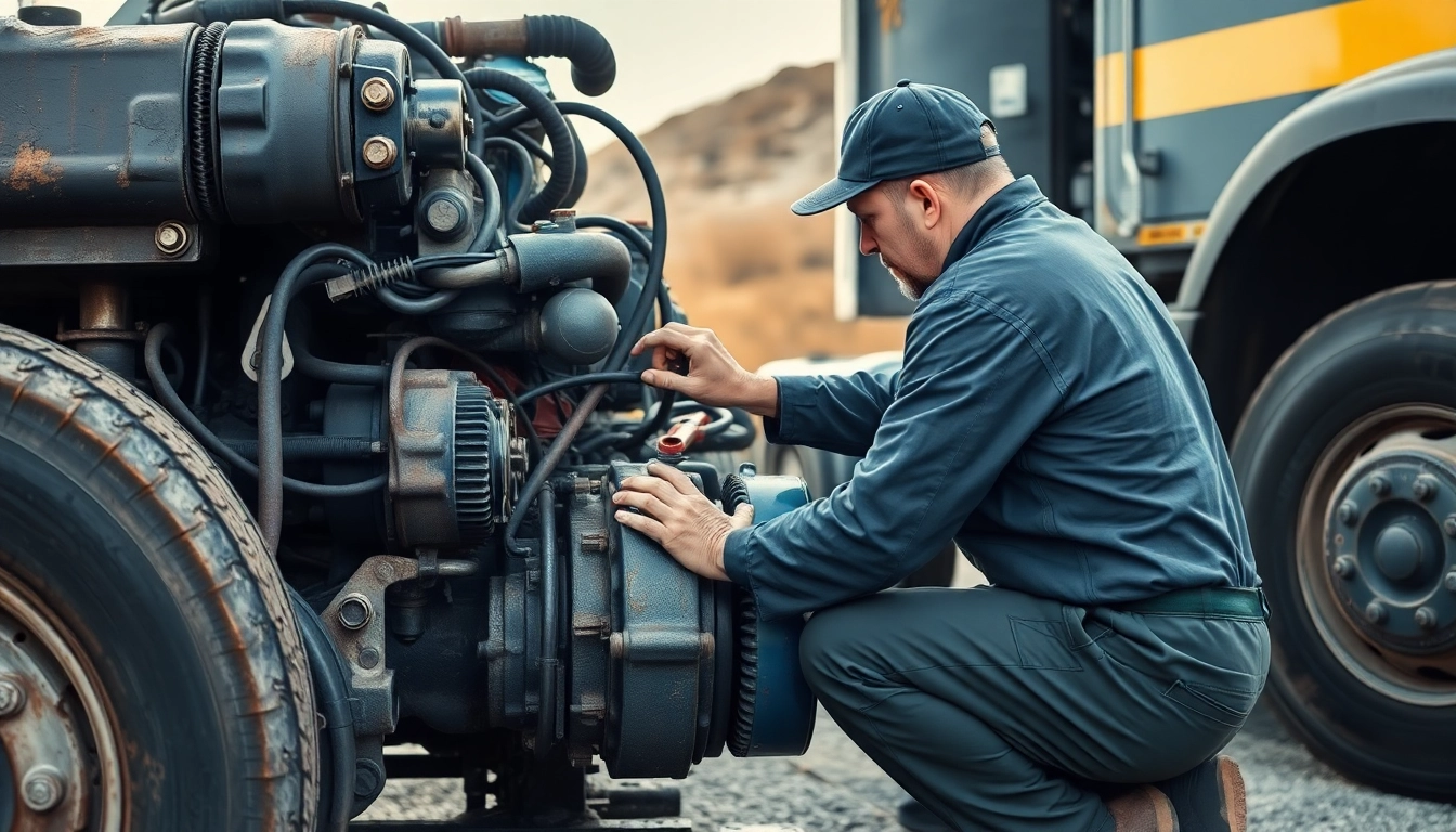 Providing emergency roadside diesel engine repair near me with expert mechanics and essential tools.