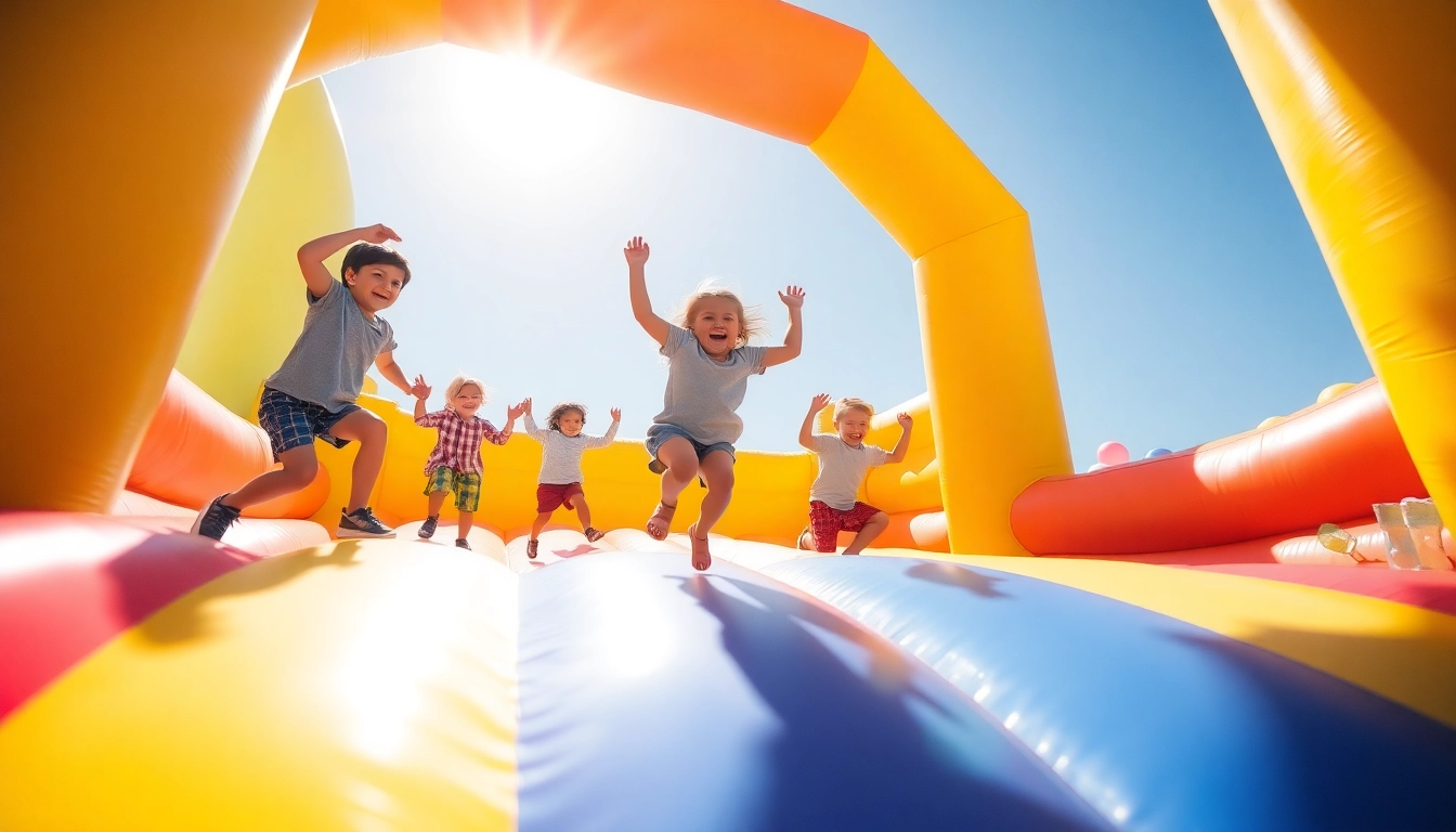 Enjoy a lively outdoor bounce house rental near me, where kids are jumping in joy. Perfect for parties!