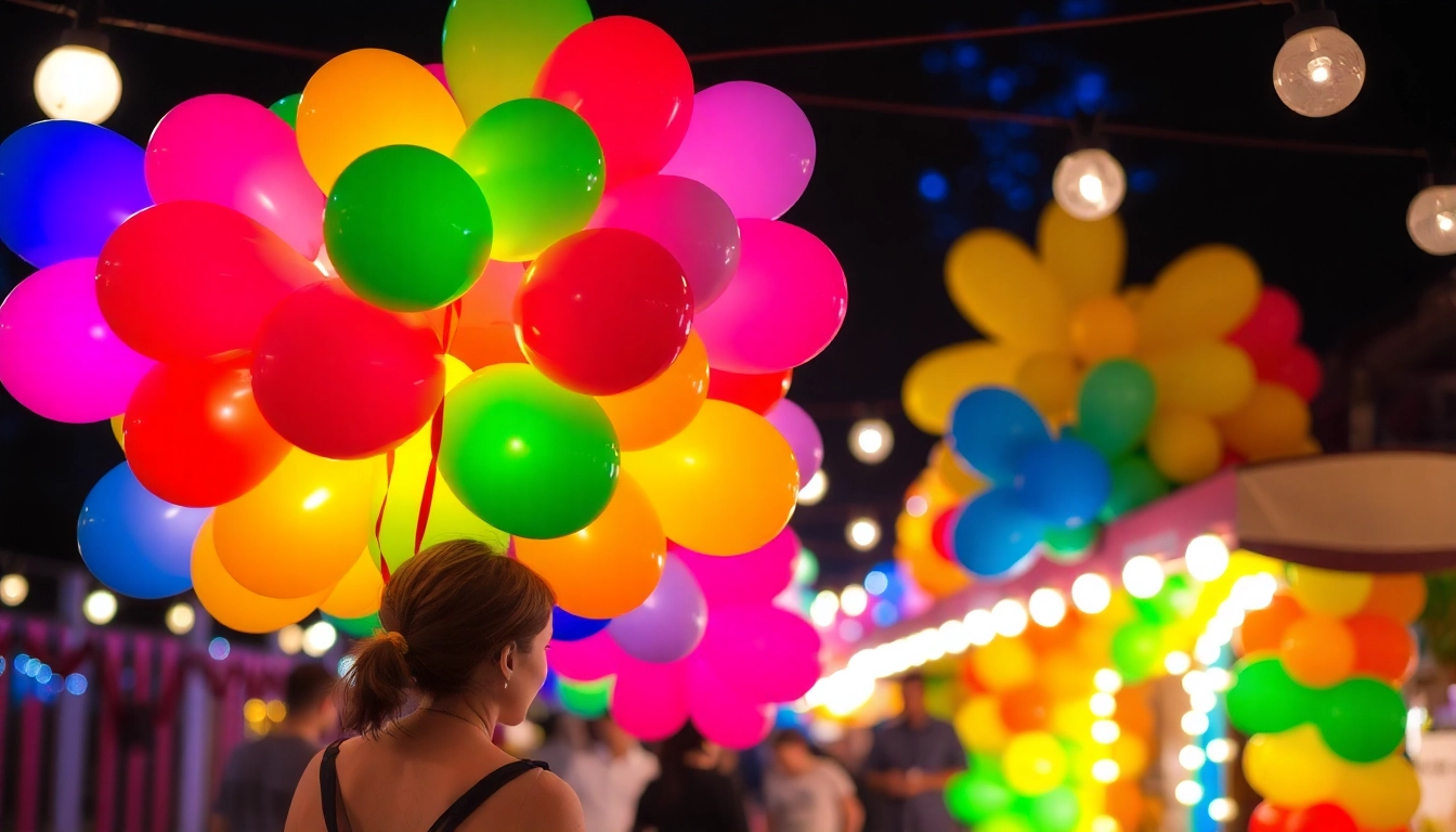 Balloon artist near me creating vibrant balloon animals at a festive outdoor event.