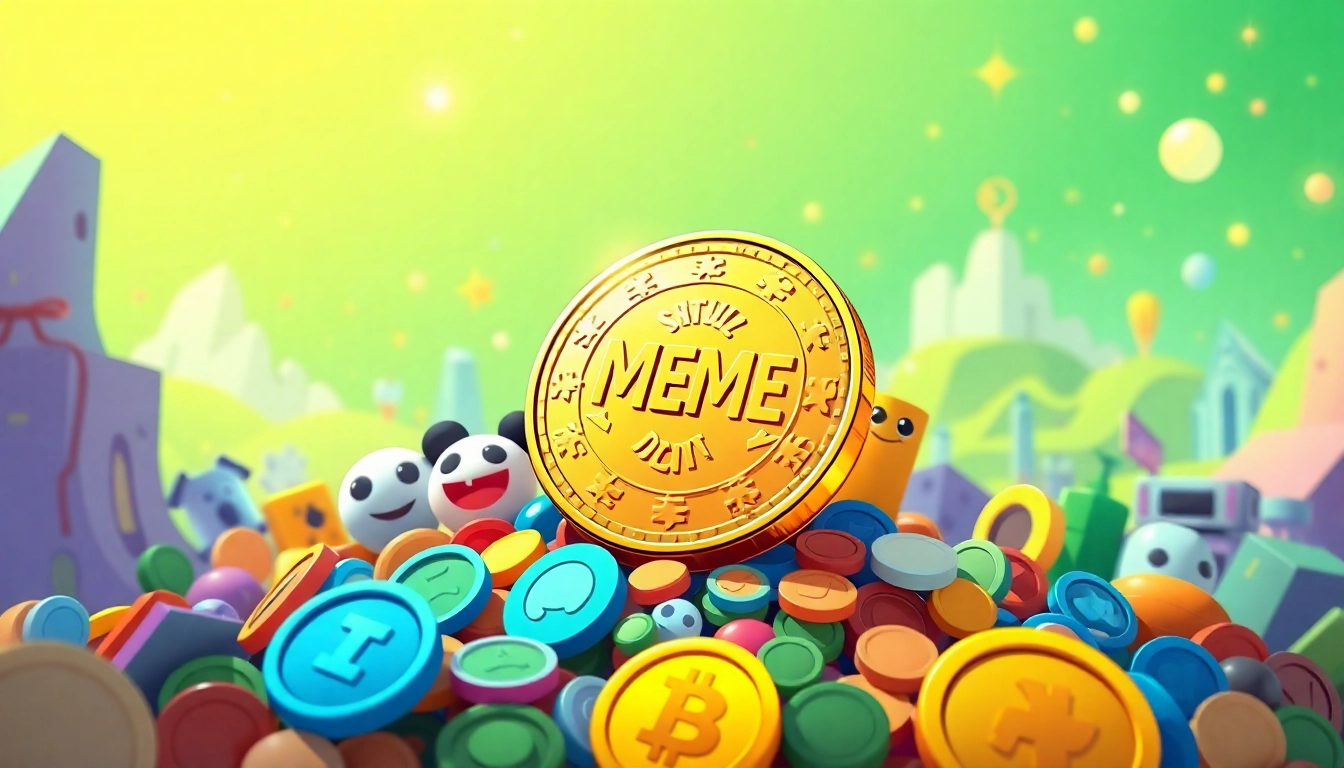Engaging visual of a classic meme coin amidst colorful digital assets showcasing meme culture.