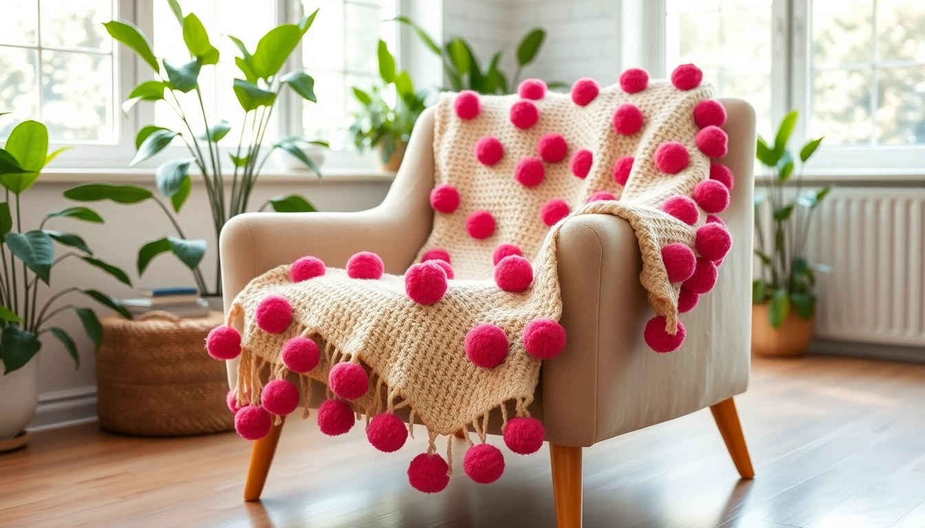 Adorn your space with Moroccan Cotton Pompom Blankets featuring vibrant textures and cozy charm.