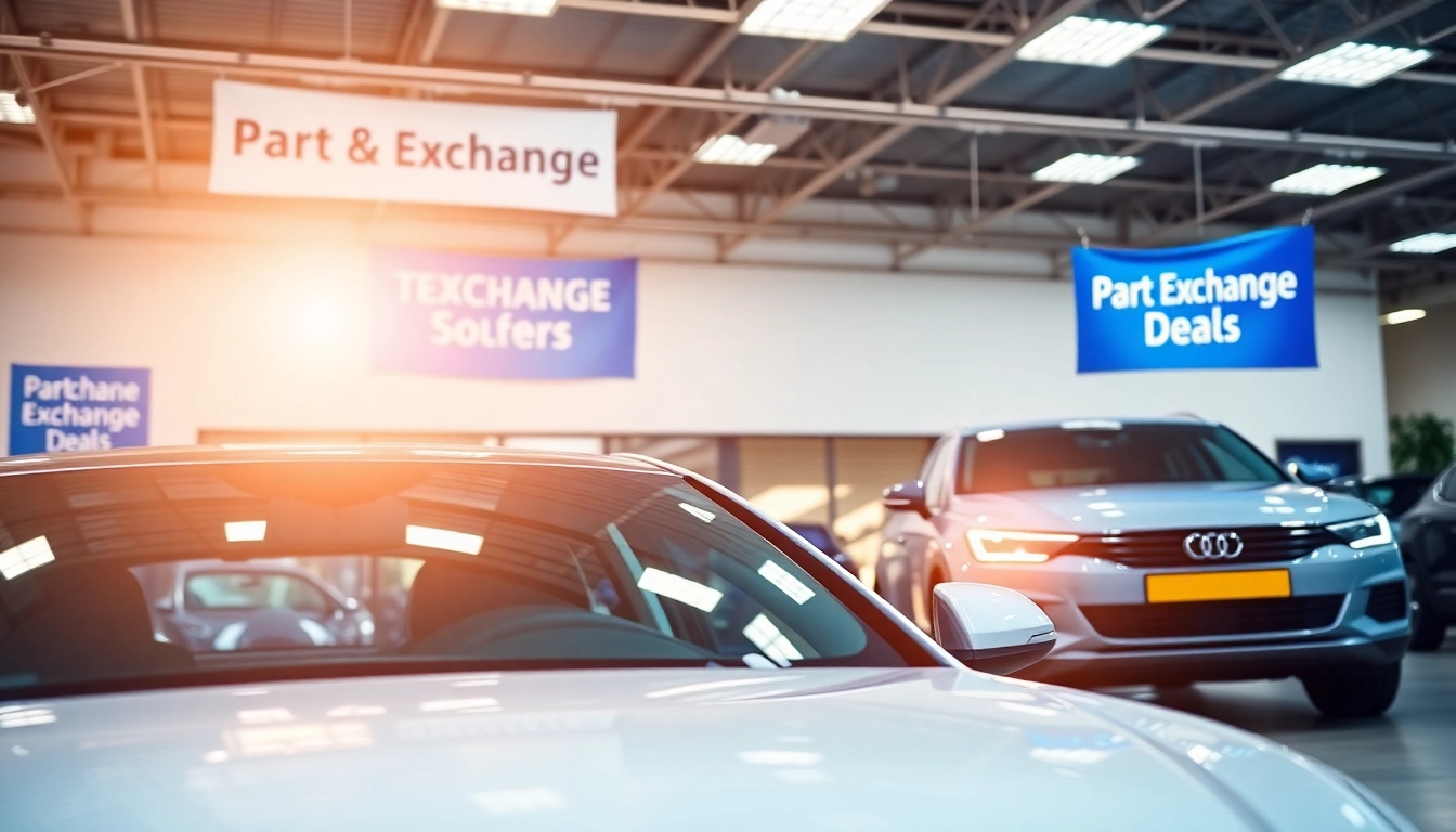 Engaging image showcasing a Part Exchange process with a modern car at a dealership.