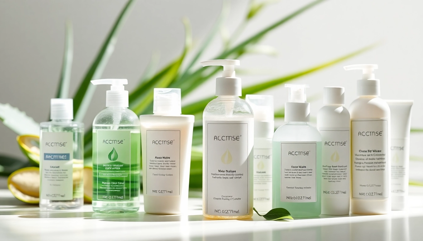 Showcase of the best face wash for acne, featuring modern skincare products with natural ingredients.