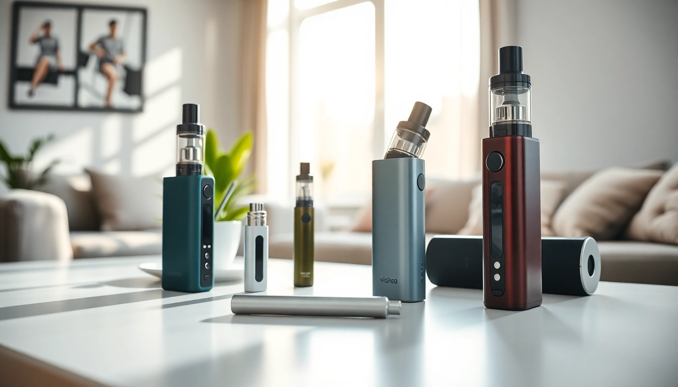 Showcasing nicotine free vapes on a sleek table with natural lighting and a modern setting.