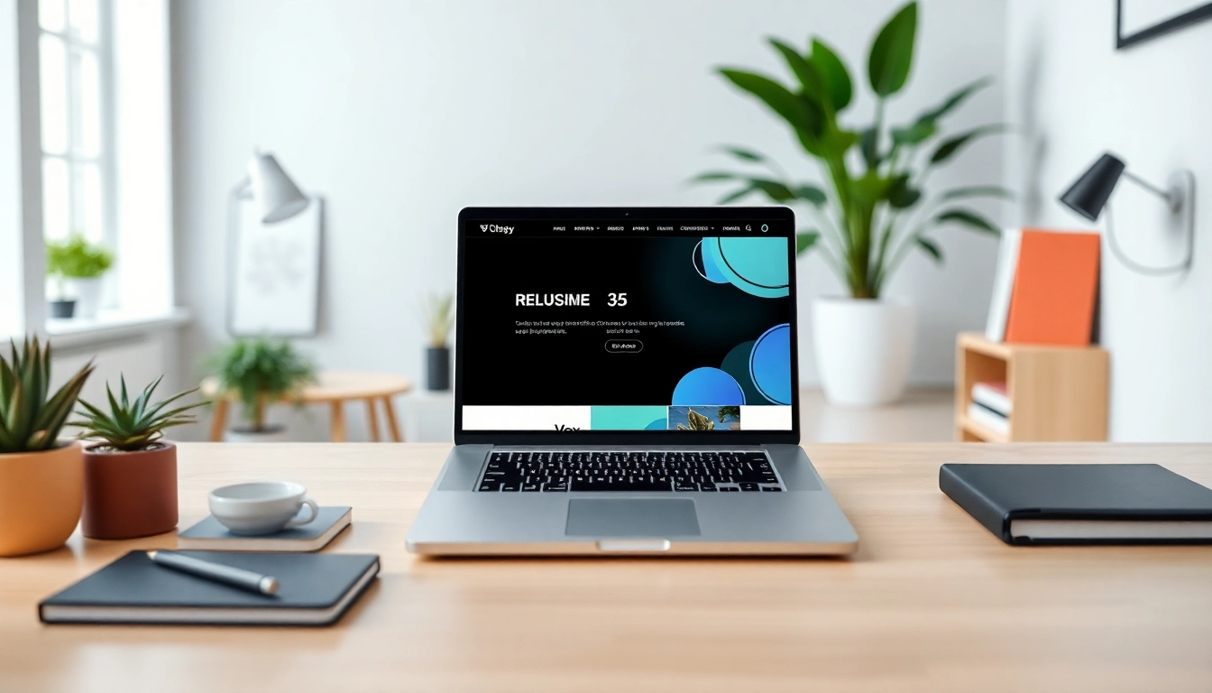 View of a modern workspace featuring the 美洽官网 website on a laptop, showcasing a professional atmosphere.