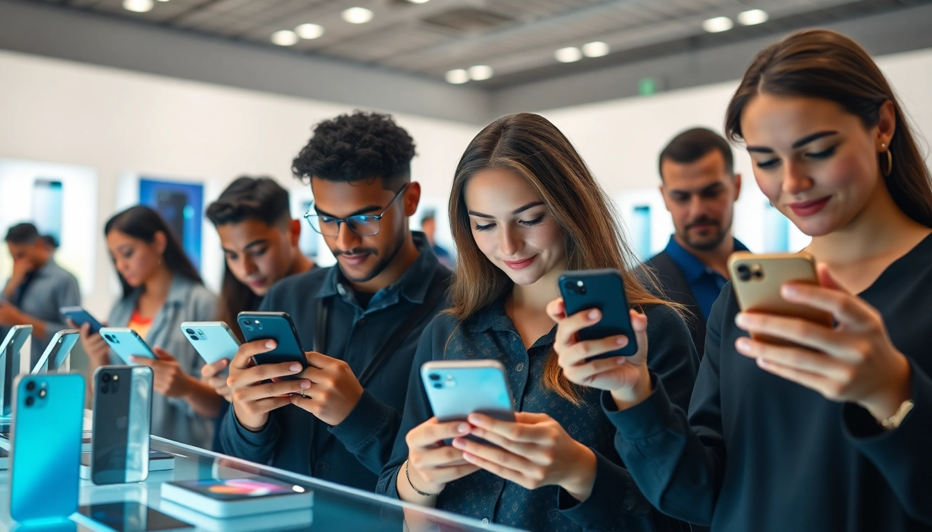 Discover how to buy iPhone models in a modern store, featuring diverse customers exploring options.