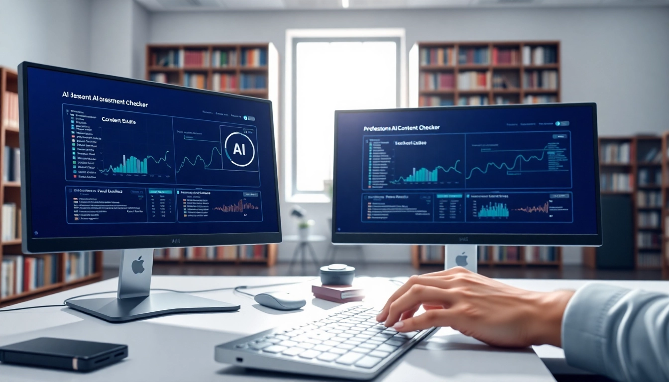 Engaging AI checker tool on a modern desk, providing content analysis insights.