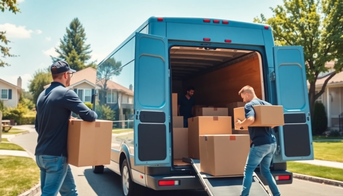 Professional movers providing efficient man and van moving solutions while loading furniture.