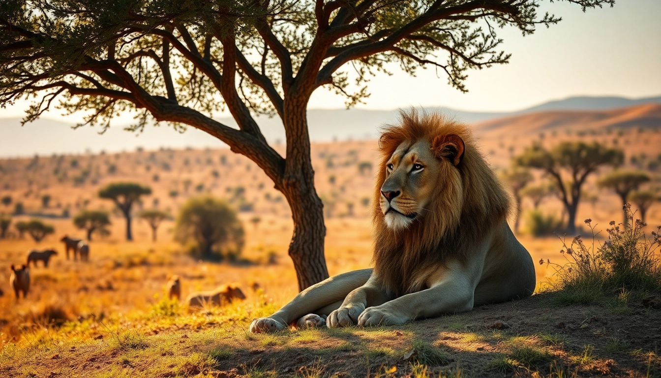 Witness a lion during Tanzania Lodge Safari Tours, showcasing majestic wildlife in a natural landscape.