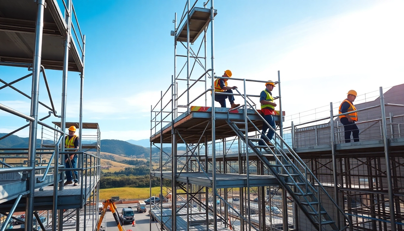 Whangarei scaffolding installation showing workers during construction project safely managing operations.