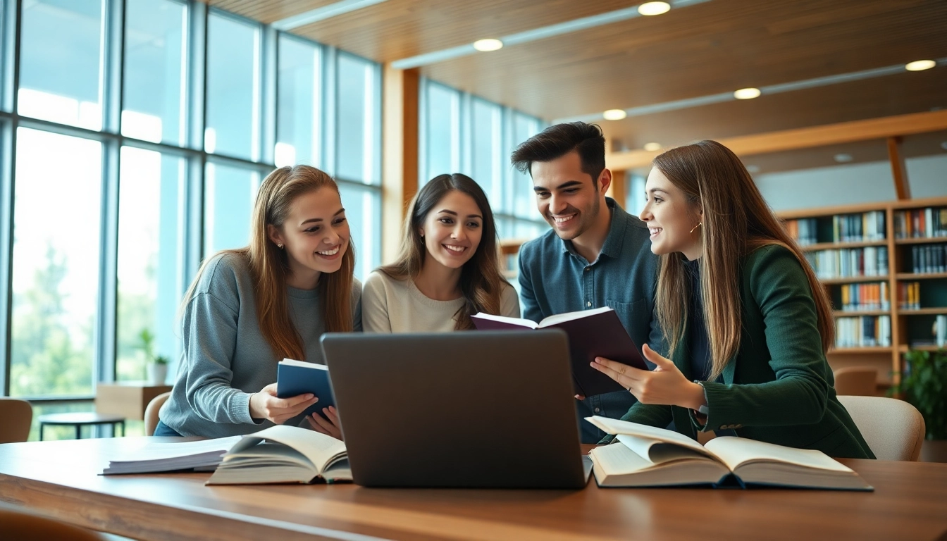Discussing student finance strategies among students in a university library setting.