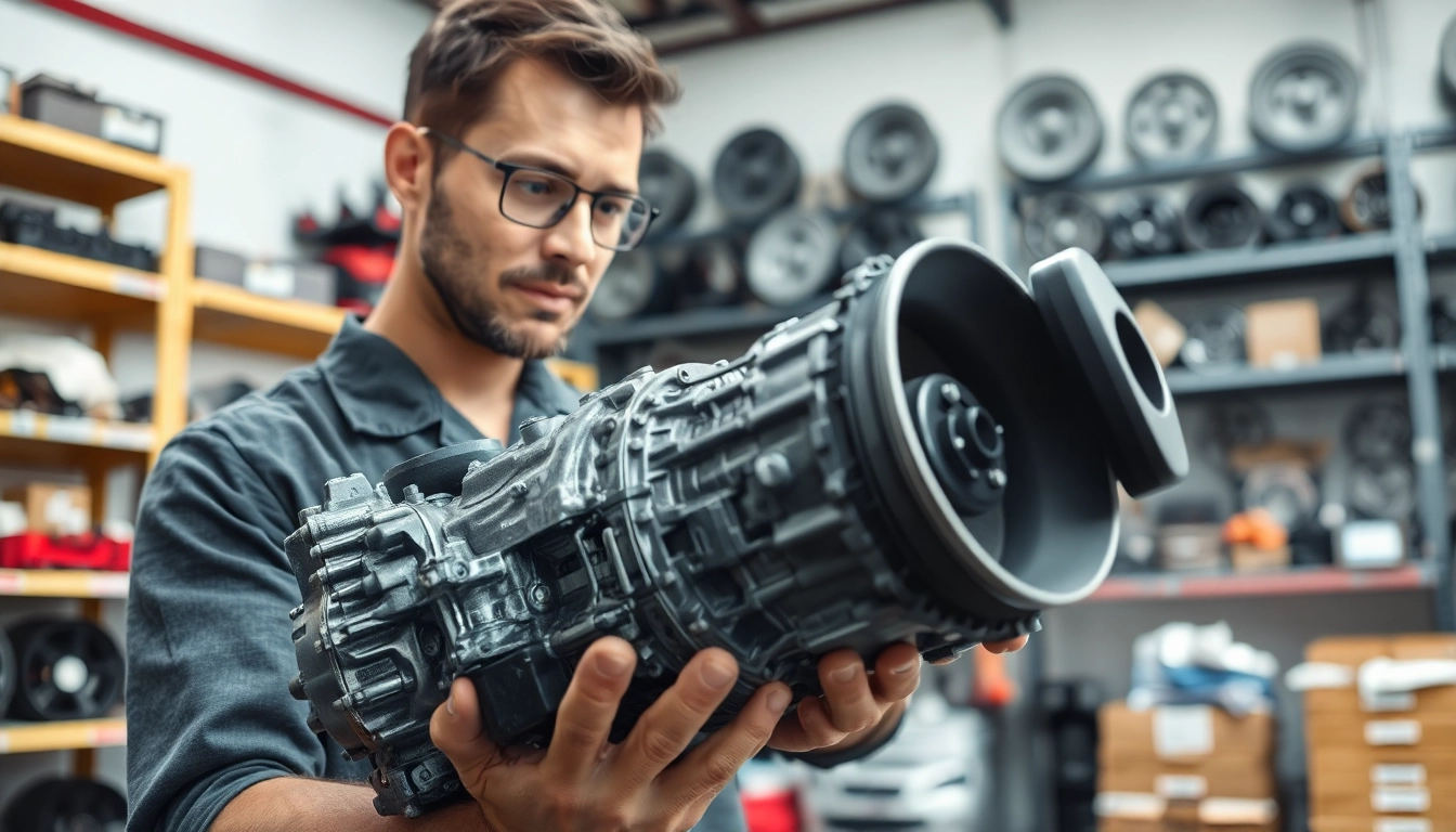 Find high-quality used transmissions near me with detailed examination in an auto parts shop.
