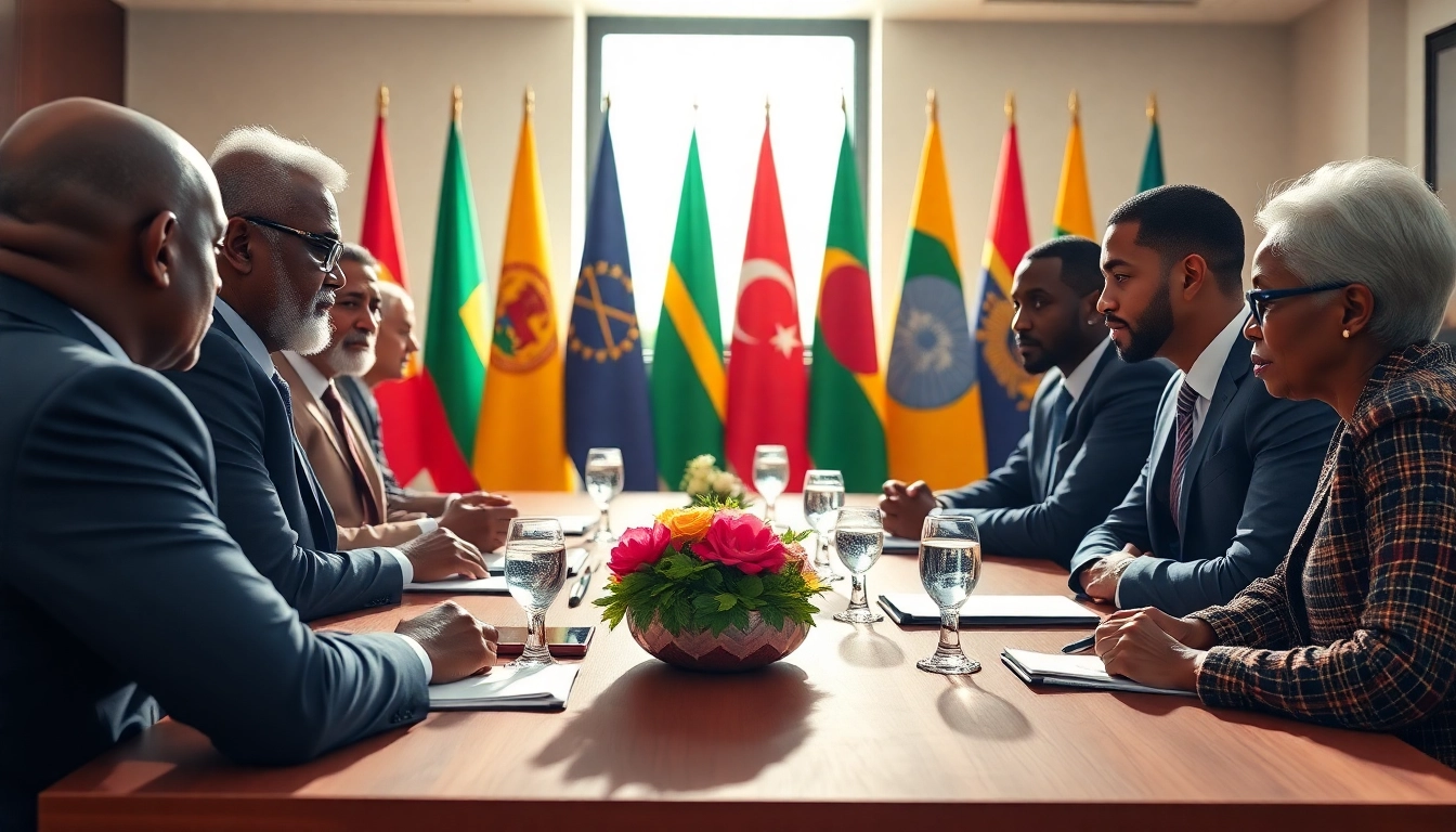 Leaders engaging in dialogue about the BRICS Africa partnership showcasing unification and collaboration.
