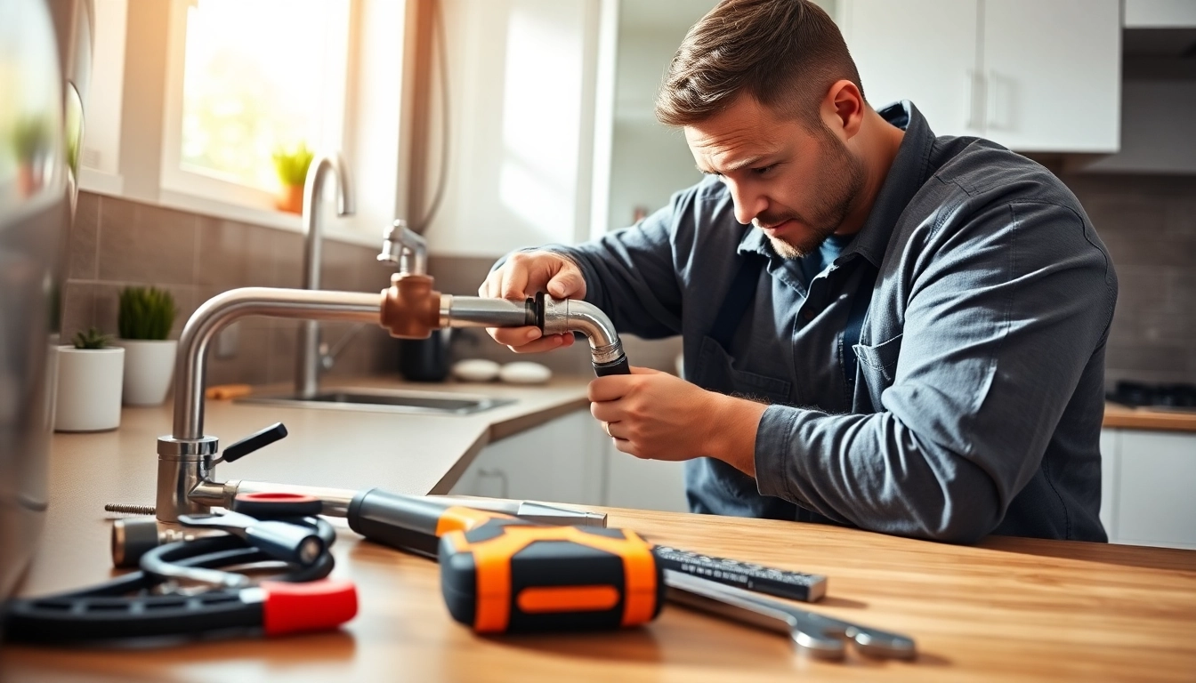 Plumber fixing pipes demonstrating expertise in Greater Sydney Plumbing services in a modern kitchen.