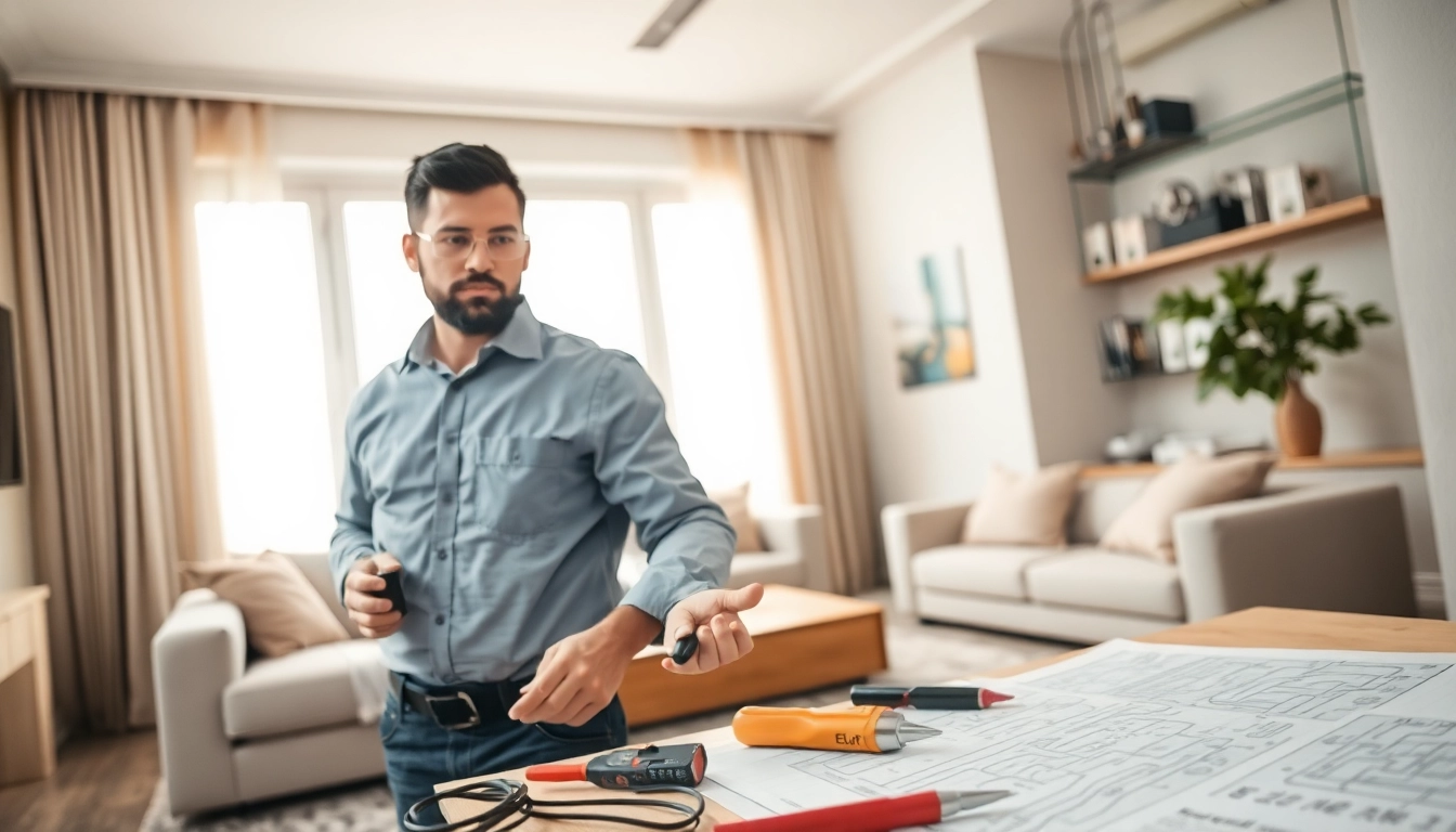 Electrician inspecting systems as a reliable Electrical Contractor Clearwater in a modern home setting.