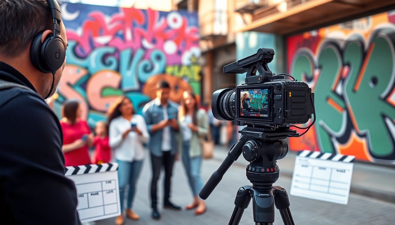 Engaging creative video shoots Toronto featuring diverse talent and vibrant urban backdrop.