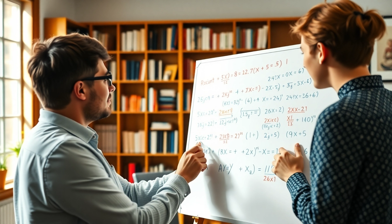 Engaging interaction during a math tutoring session with a focused student and tutor.