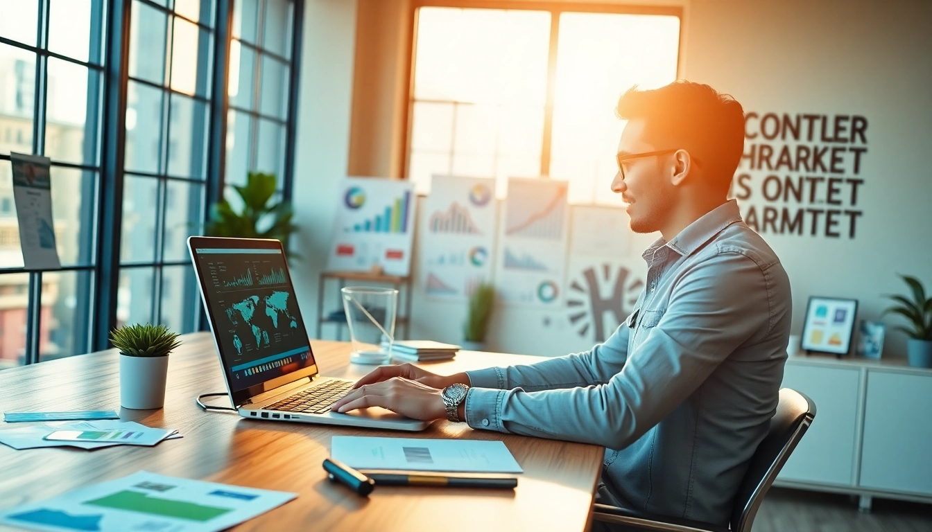 Engaging marketer utilizing an AI content marketing platform for innovative strategies.