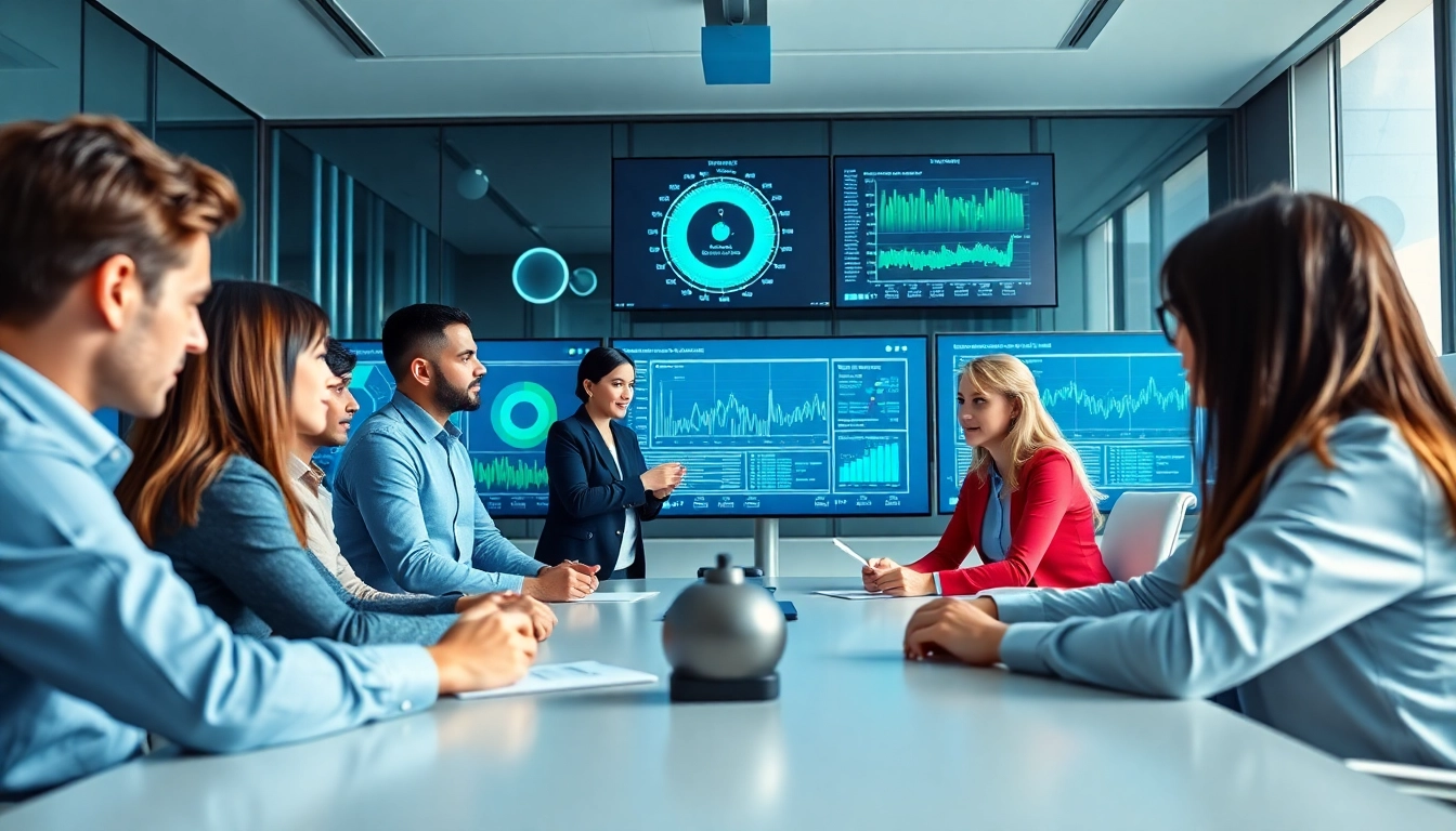 Showcase of a dedicated managed IT provider team collaborating in a tech-savvy office environment.