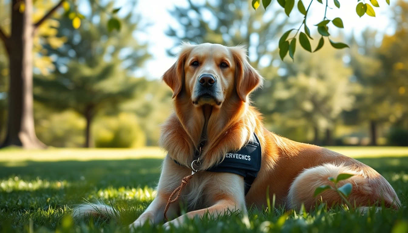 Engage with a PTSD service dog for sale in a calming park setting promoting companionship and support.