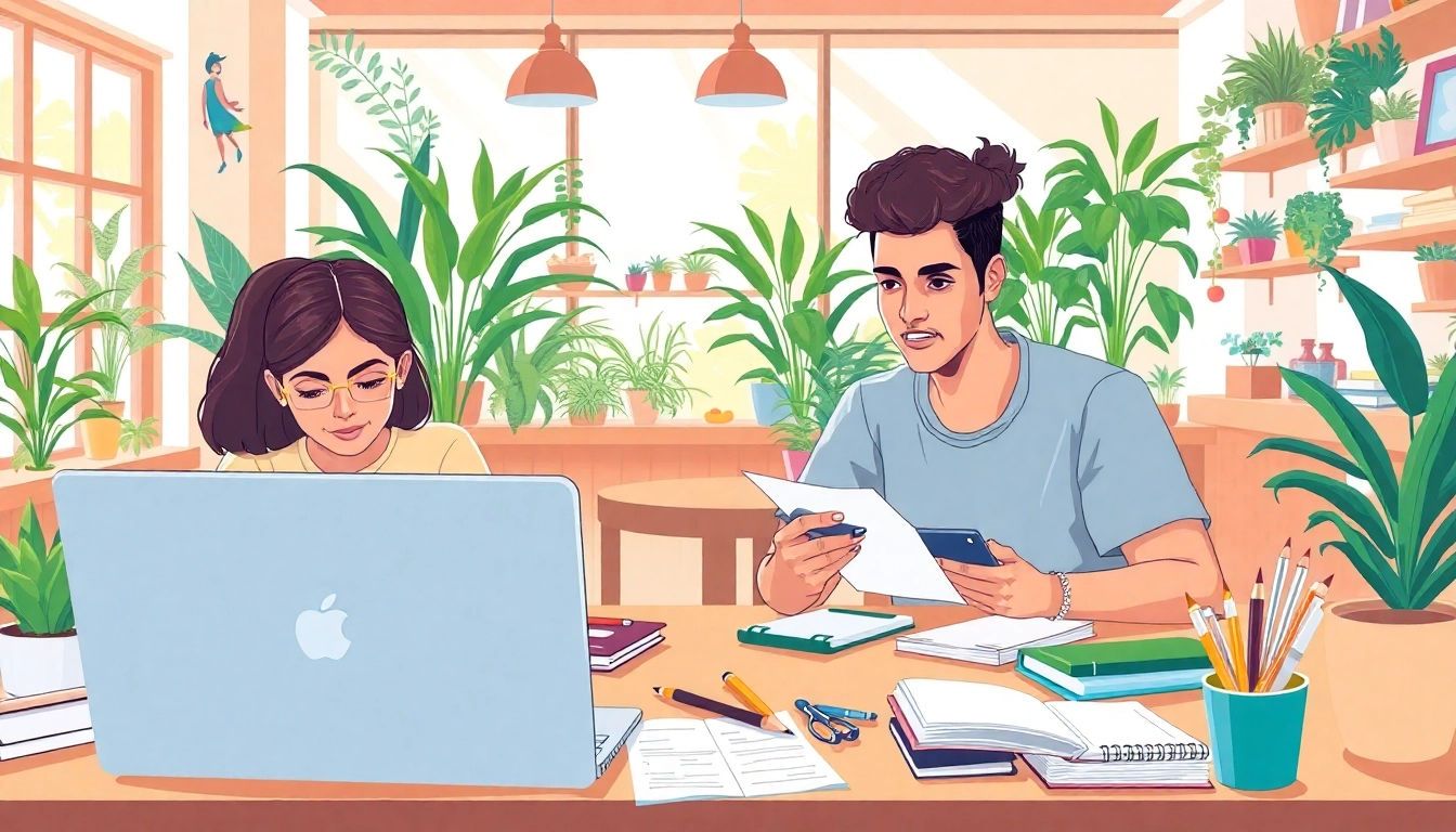 Students engaging in side hustles for students, illustrating diverse activities and a collaborative environment.