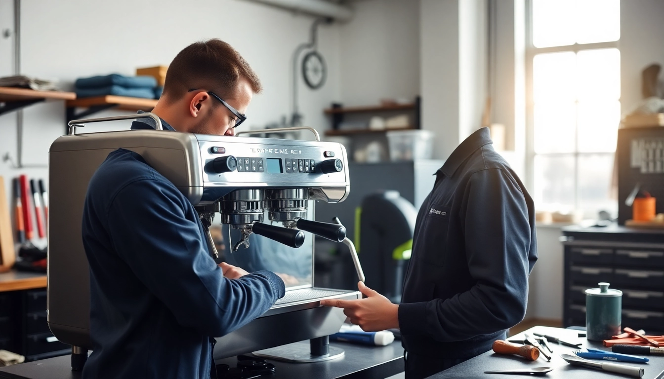 Cimbali teknik servis performed by skilled technicians on an espresso machine for optimal performance.