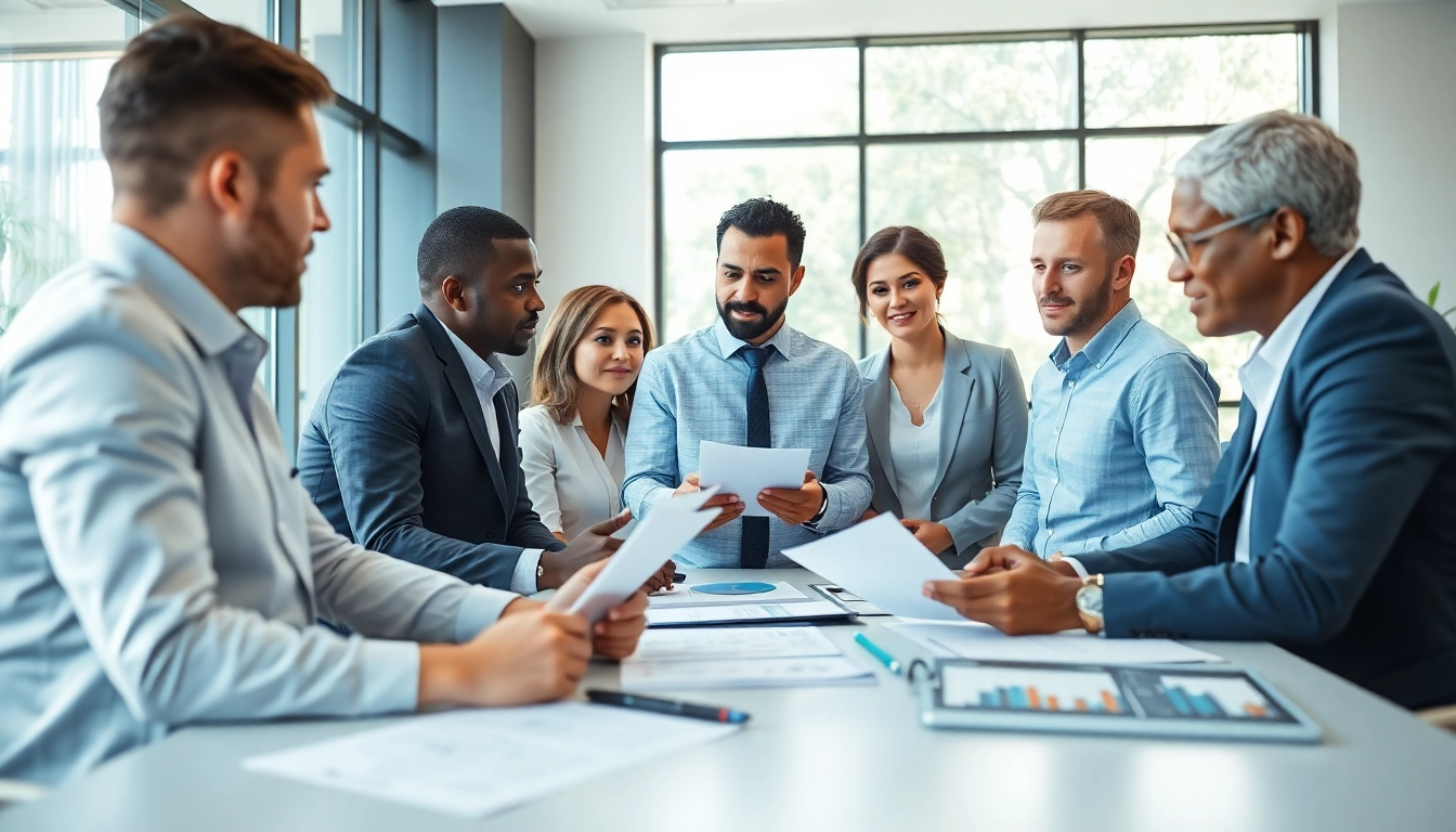 Experts discussing Property Insurance Claims in a professional office environment.