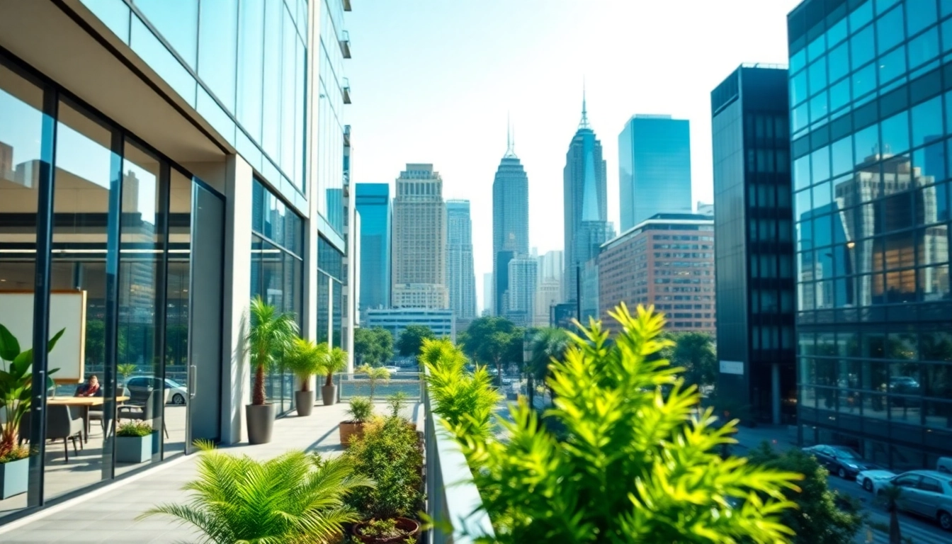 Location de bureaux et commerces avec un espace de travail moderne et accueillant en milieu urbain.