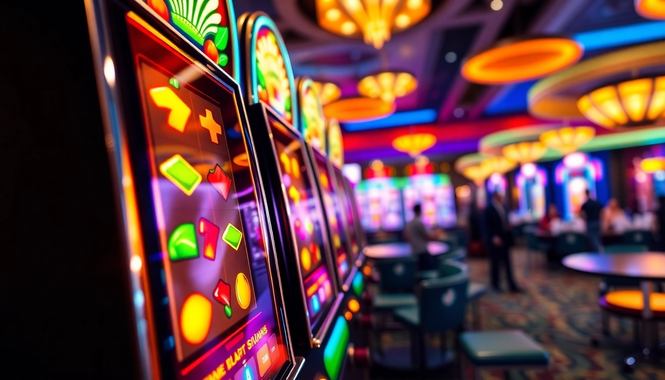 Mesin game slot menarik dengan simbol cerah dan lampu berkedip, siap untuk dimainkan.