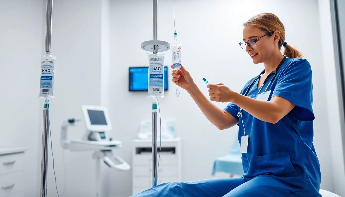 Understanding what is nad iv therapy through a professional setting showcasing IV infusion process.