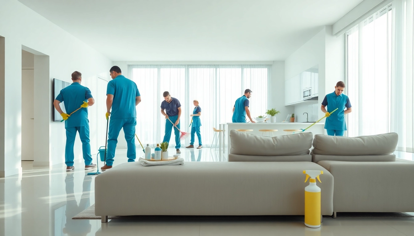 Efficient bond cleaning Logan in action, showcasing a professional team revitalizing a modern apartment.