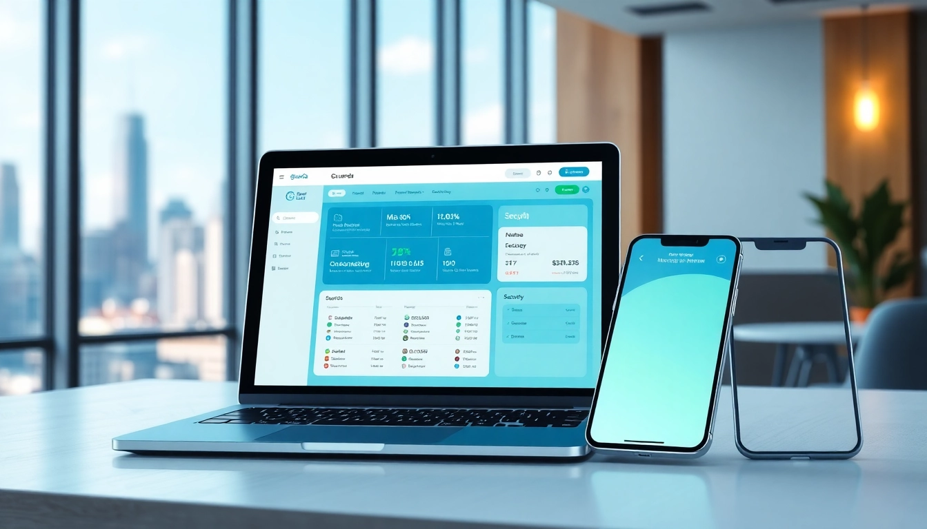 Secure and user-friendly interface of the guarda wallet displayed on devices in a contemporary workspace