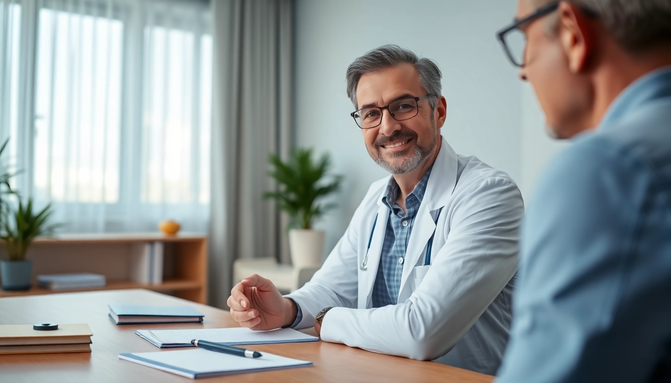 Understanding psychiatrist consulting with a patient in a serene office setting.