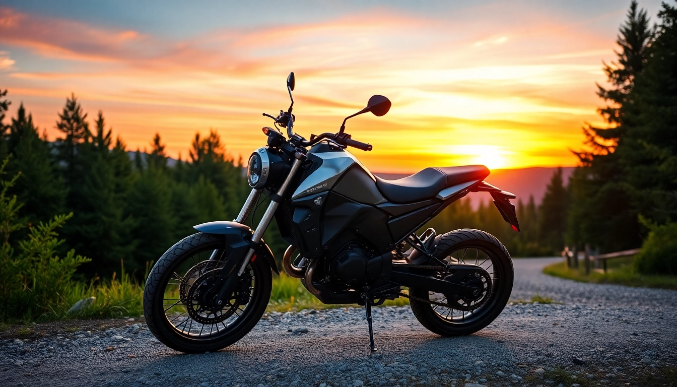 Talaria X3 Pro electric motorcycle on a scenic trail during sunset, showcasing its sleek design and specifications.
