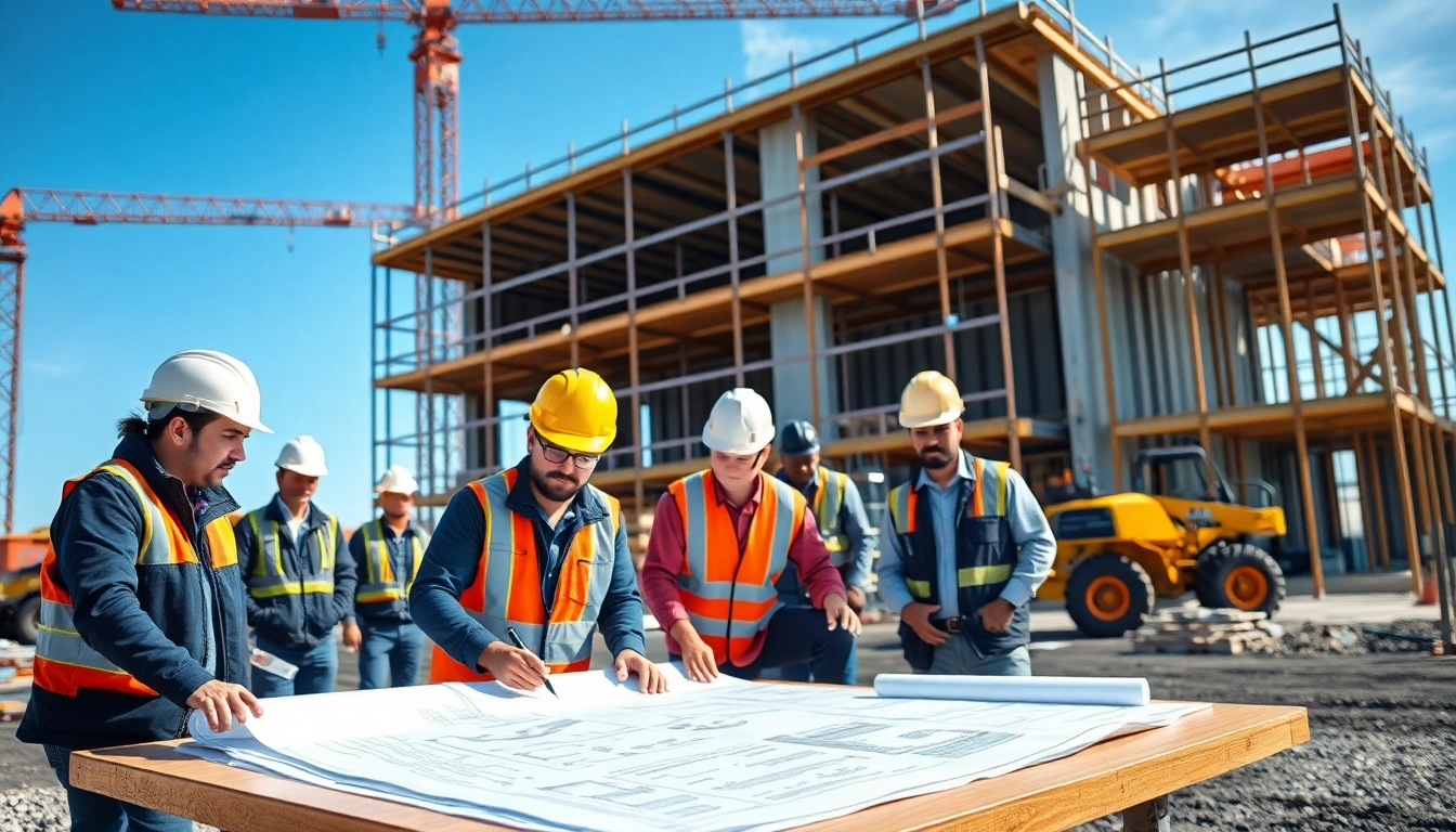 New Jersey Commercial General Contractor supervising a vibrant construction site with a dedicated team.