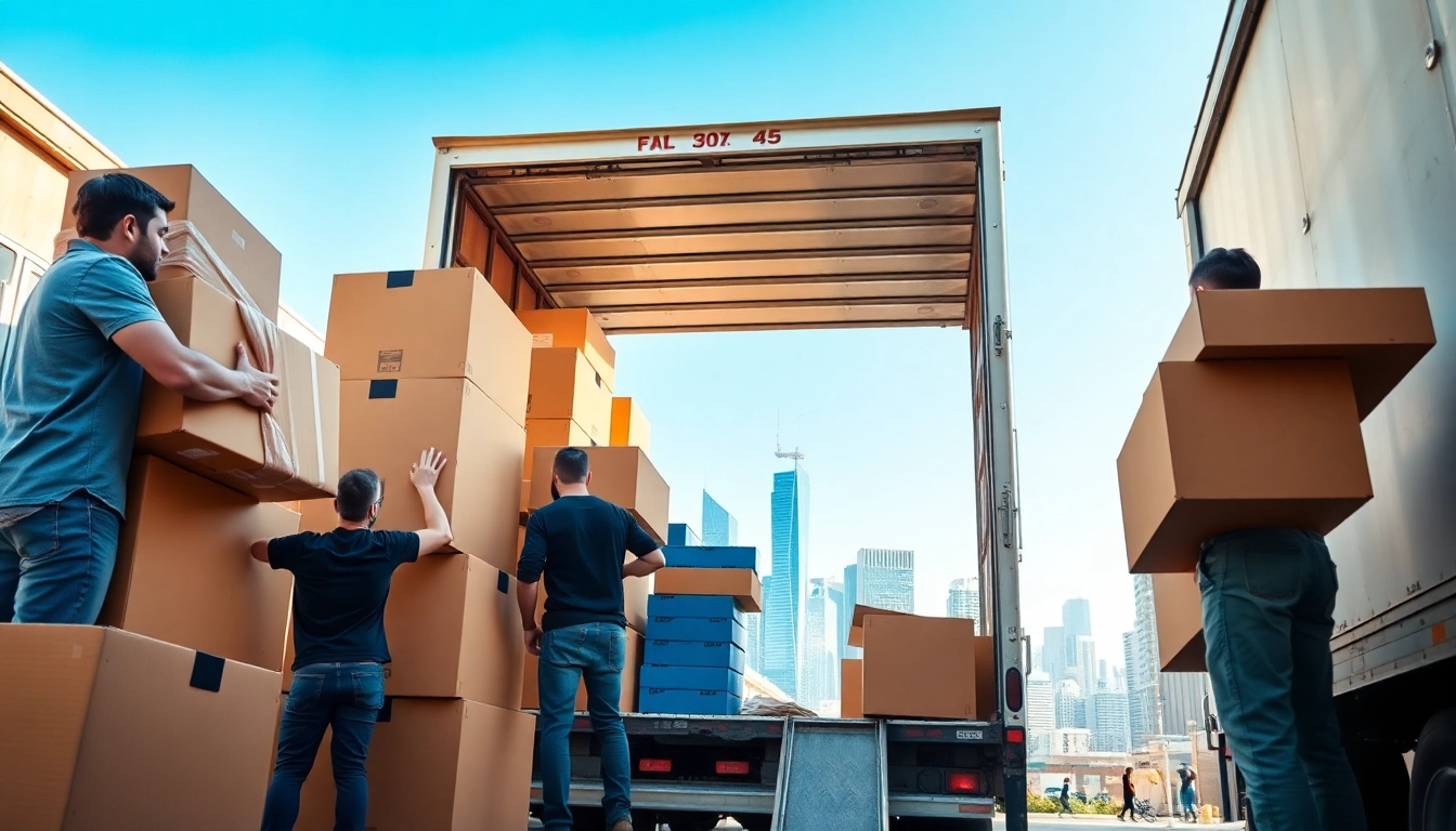Moving companies Toronto team efficiently packing and loading boxes into a truck.