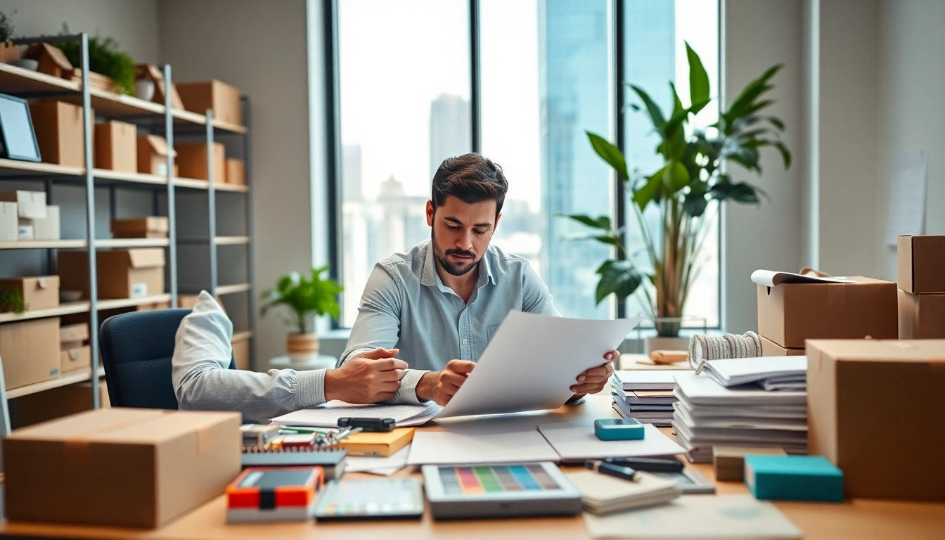 Entrepreneur analyzing amazon wholesale options in a bright office setting.