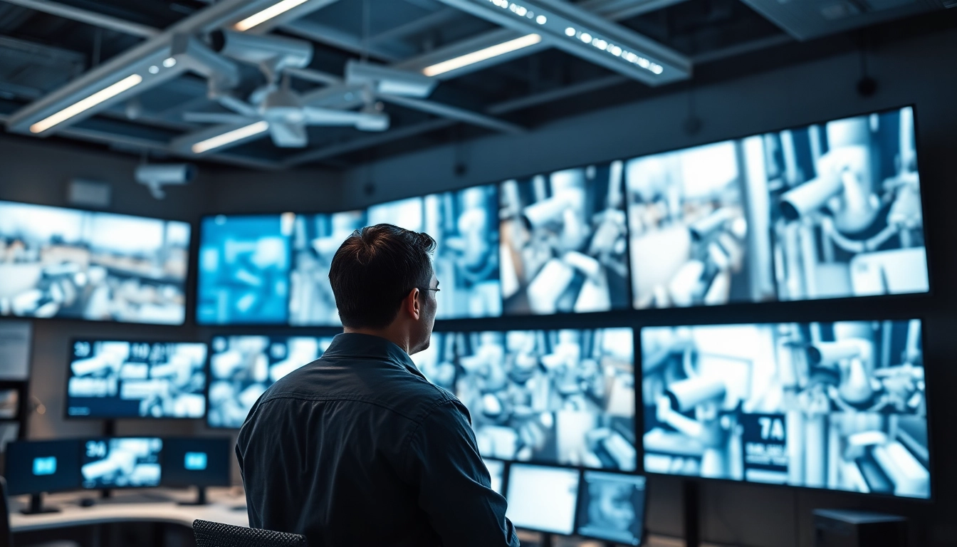 CCTV & Remote Monitoring control room with an operator observing multiple screens.