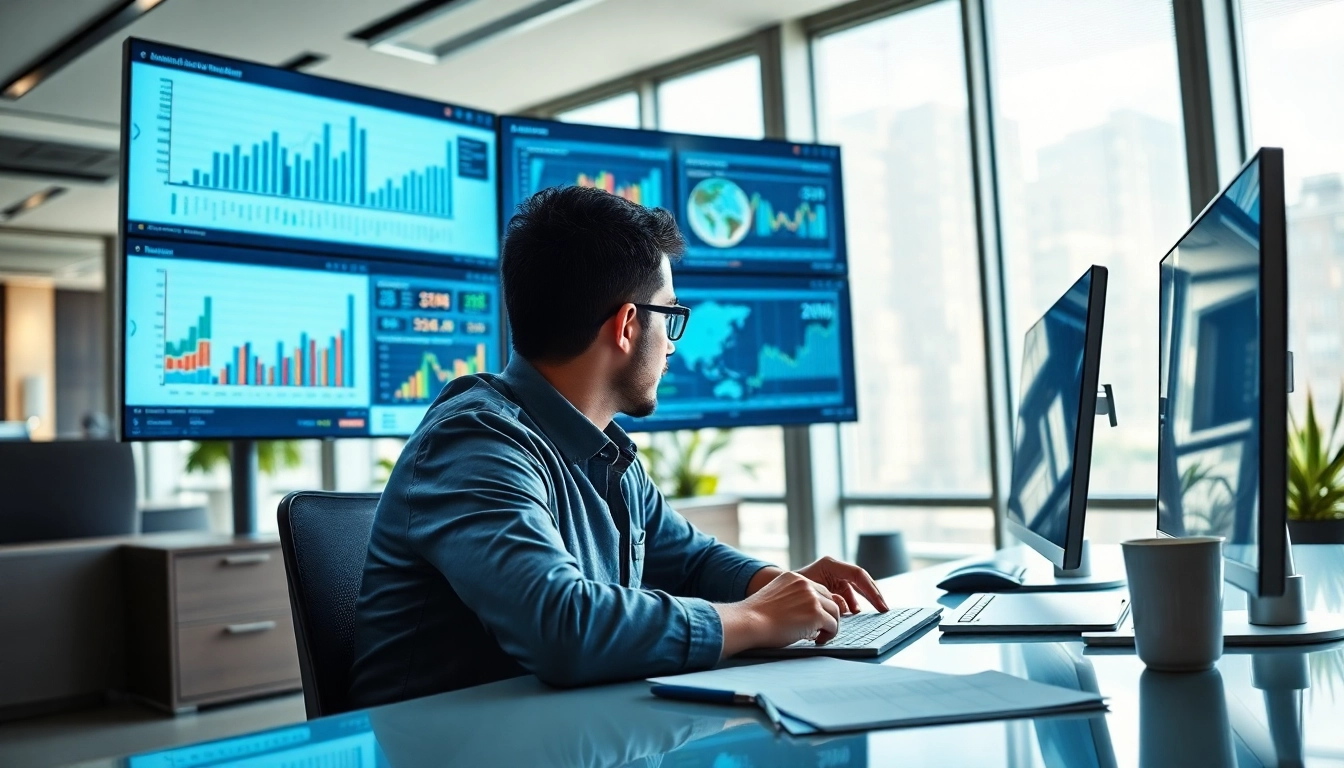Engaging casino affiliate marketing professional analyzing data in a modern office