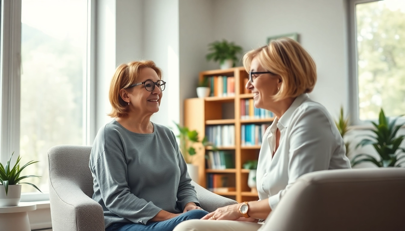 A psychologist engaging with a patient in a serene office, highlighting emotional connection.