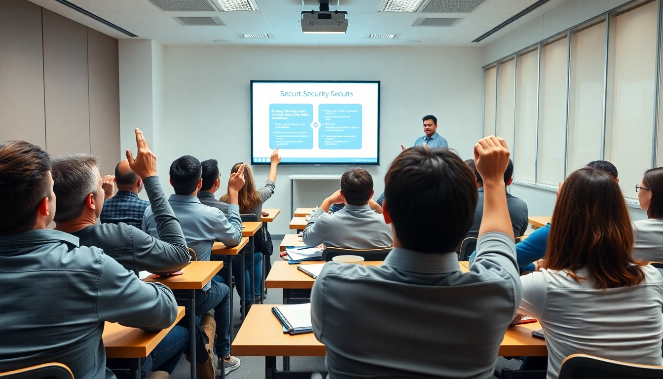 Students participating in an 8 Hour Security Class with engaging interactions in a modern classroom.