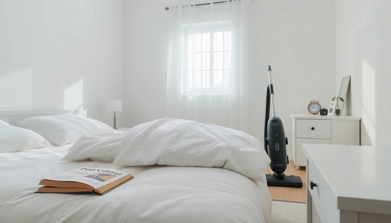 Implement bed bug control strategies in a clean bedroom showing effective prevention methods.