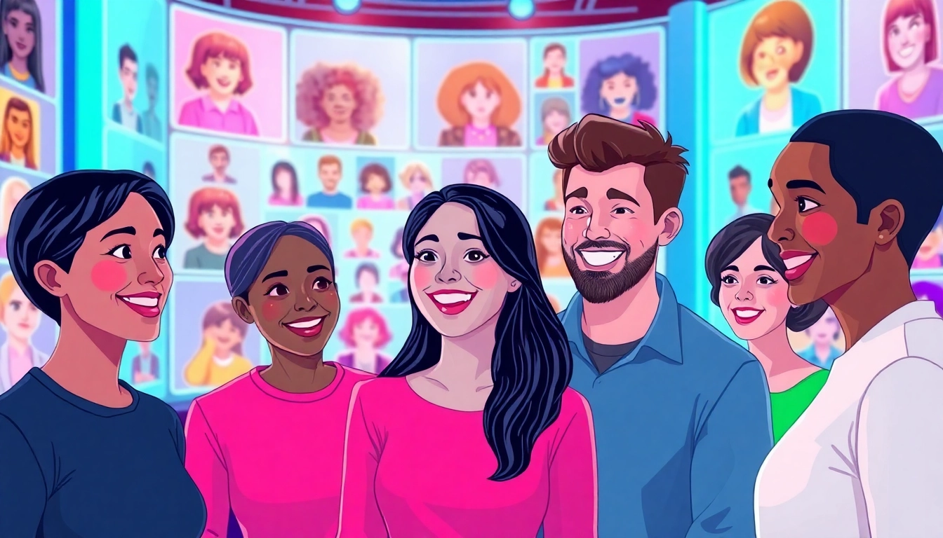 Engage with AI character chat no limits in a vibrant digital environment featuring diverse users.