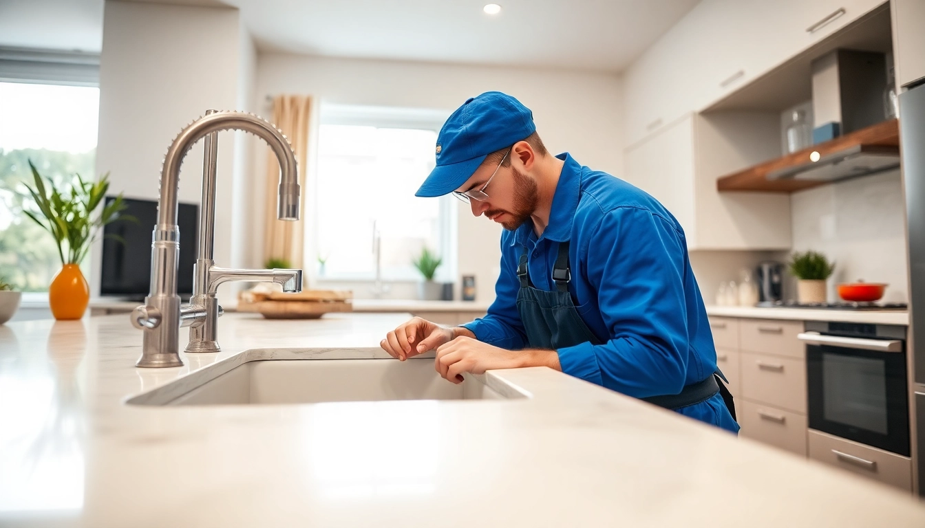 Fixing plumbing Lacey Wa by a professional plumber in a modern kitchen setting.