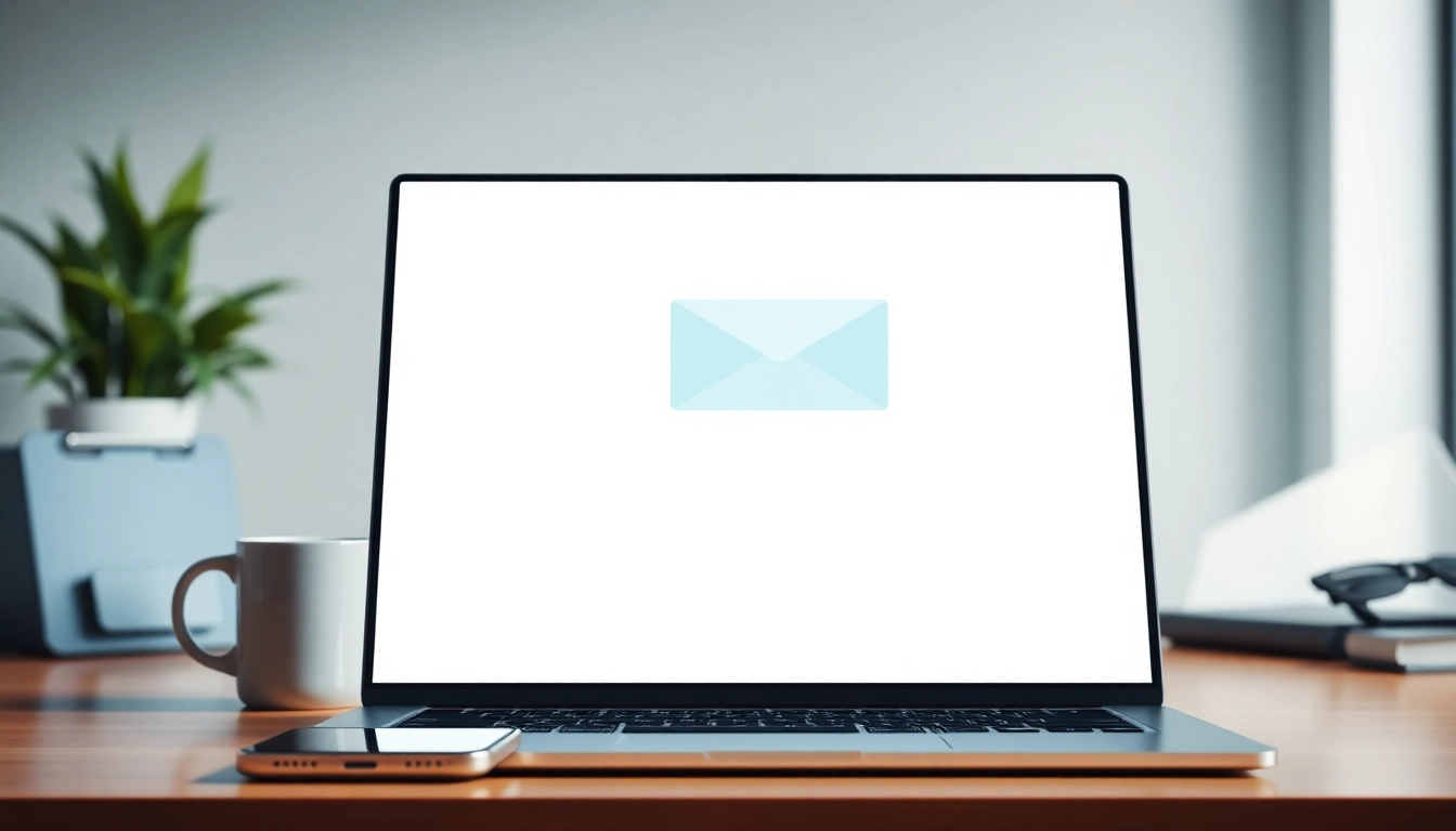 Utilize temporary email service showcased on a clean digital workspace for seamless communication.