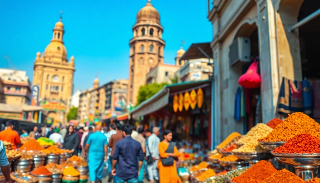 Experience the vibrant marketplace in karachi filled with colorful spices and bustling locals.